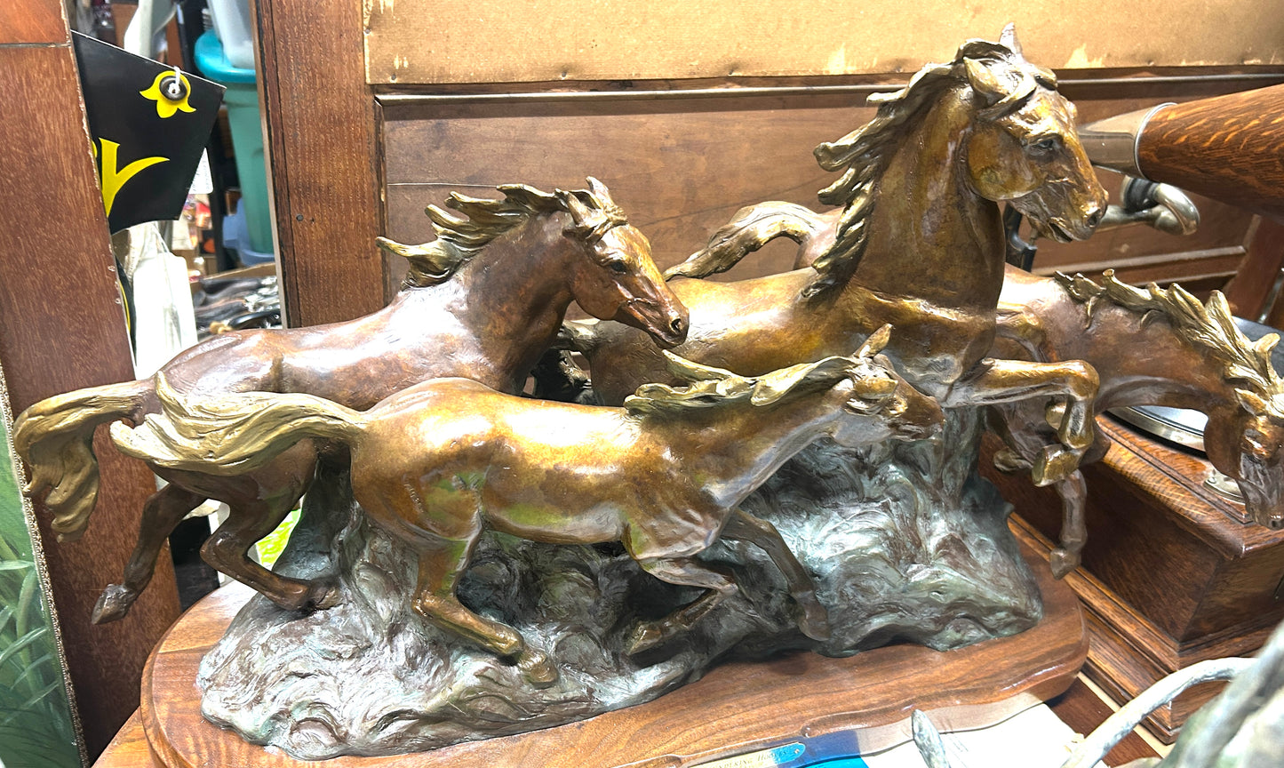 MARIANNE CAROSELLI BRONZE SCULPTURE OF HORSES RUNNING