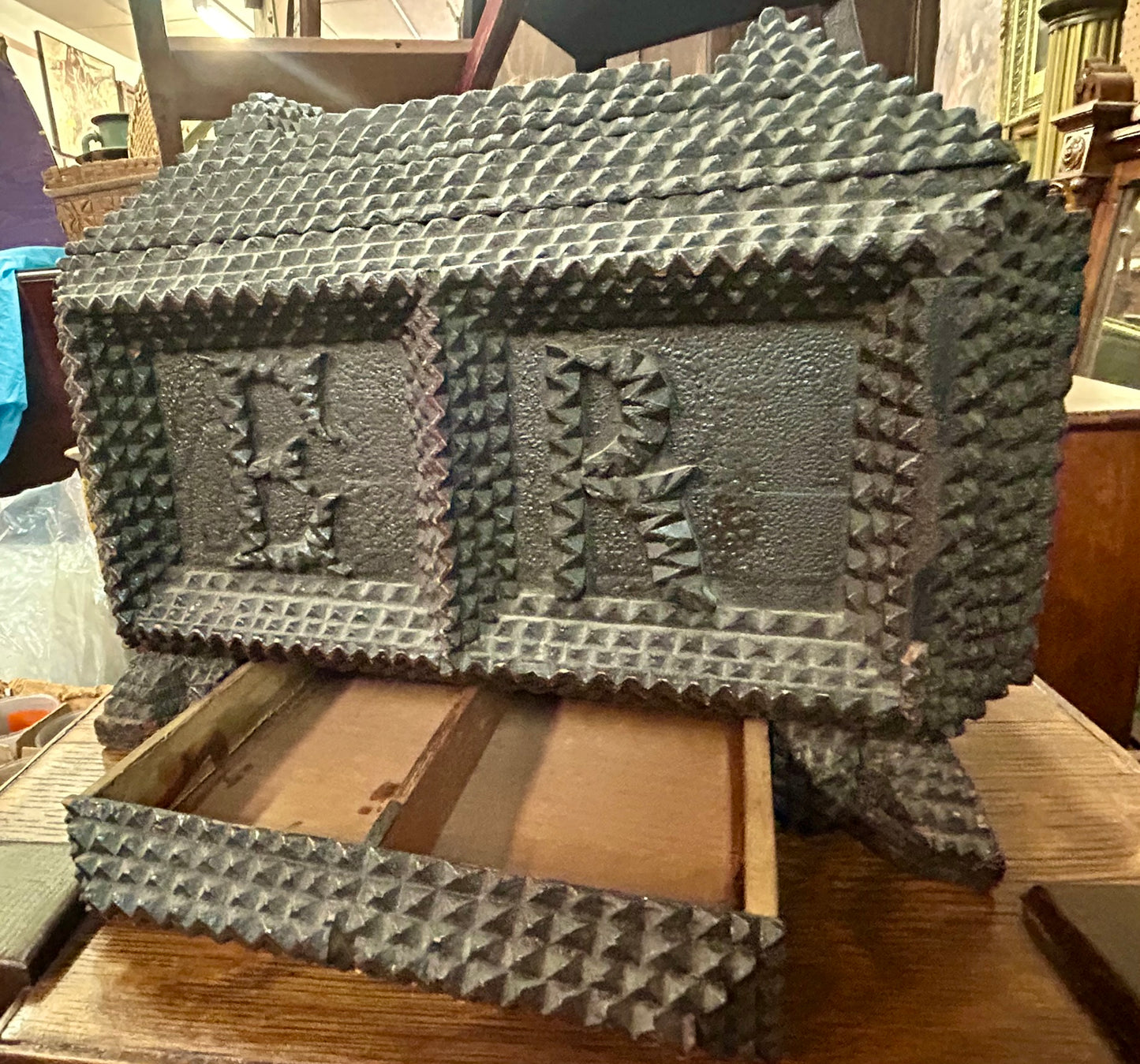 TRAMP ART BOX WITH INITIALS