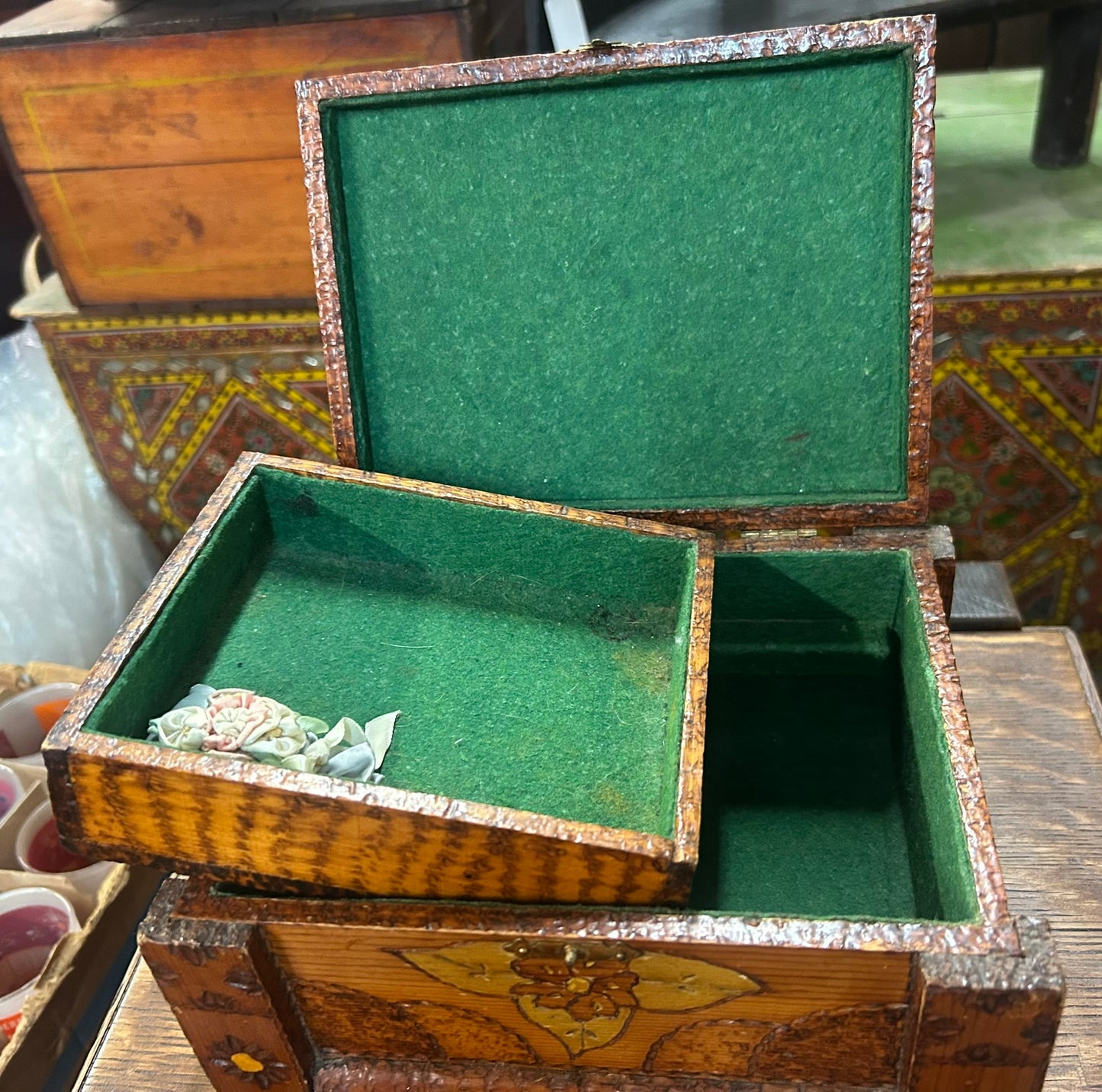 FOLK ART "MOTHER" WOOD BURNT DESIGN BOX