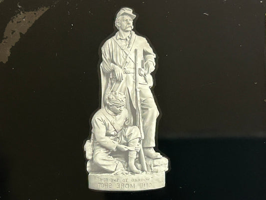 CIVIL WAR SCULPTURE "ONE MORE SHOT" BY FAMOUS SCULPTOR JOHN ROGERS GLASS MAGIC LANTERN SLIDE