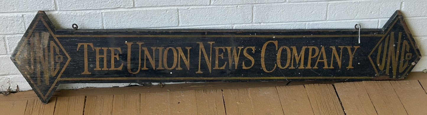 UNION NEWS RARE WOODEN ANTIQUE ADVERTISING SIGN