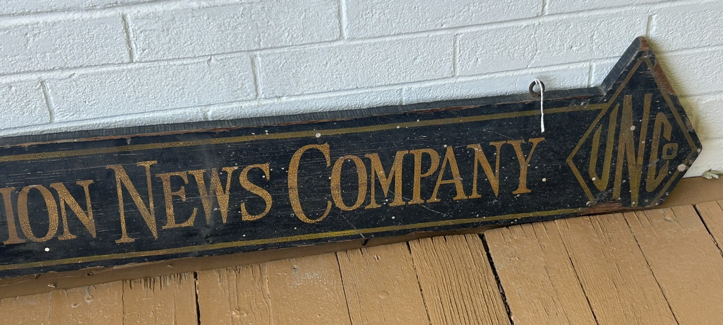 UNION NEWS RARE WOODEN ANTIQUE ADVERTISING SIGN