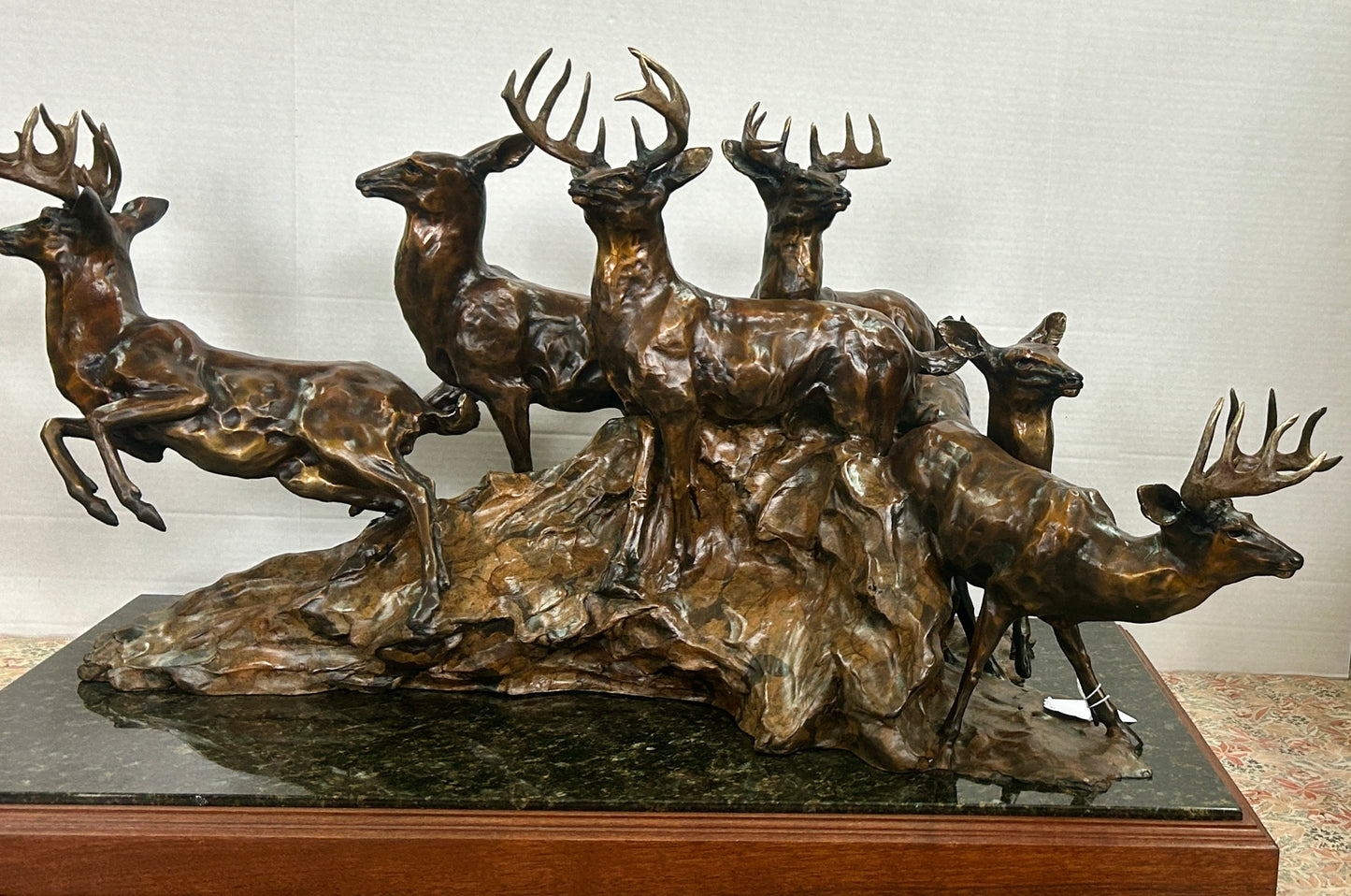 SHERRY SANDER MONTANA SCULPTOR ARTIST DEER GROUP BRONZE