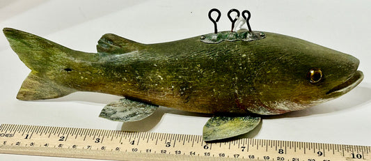 ICE SPEAR FISHING WOOD DECOY BY P. H. CHRISTIANSON