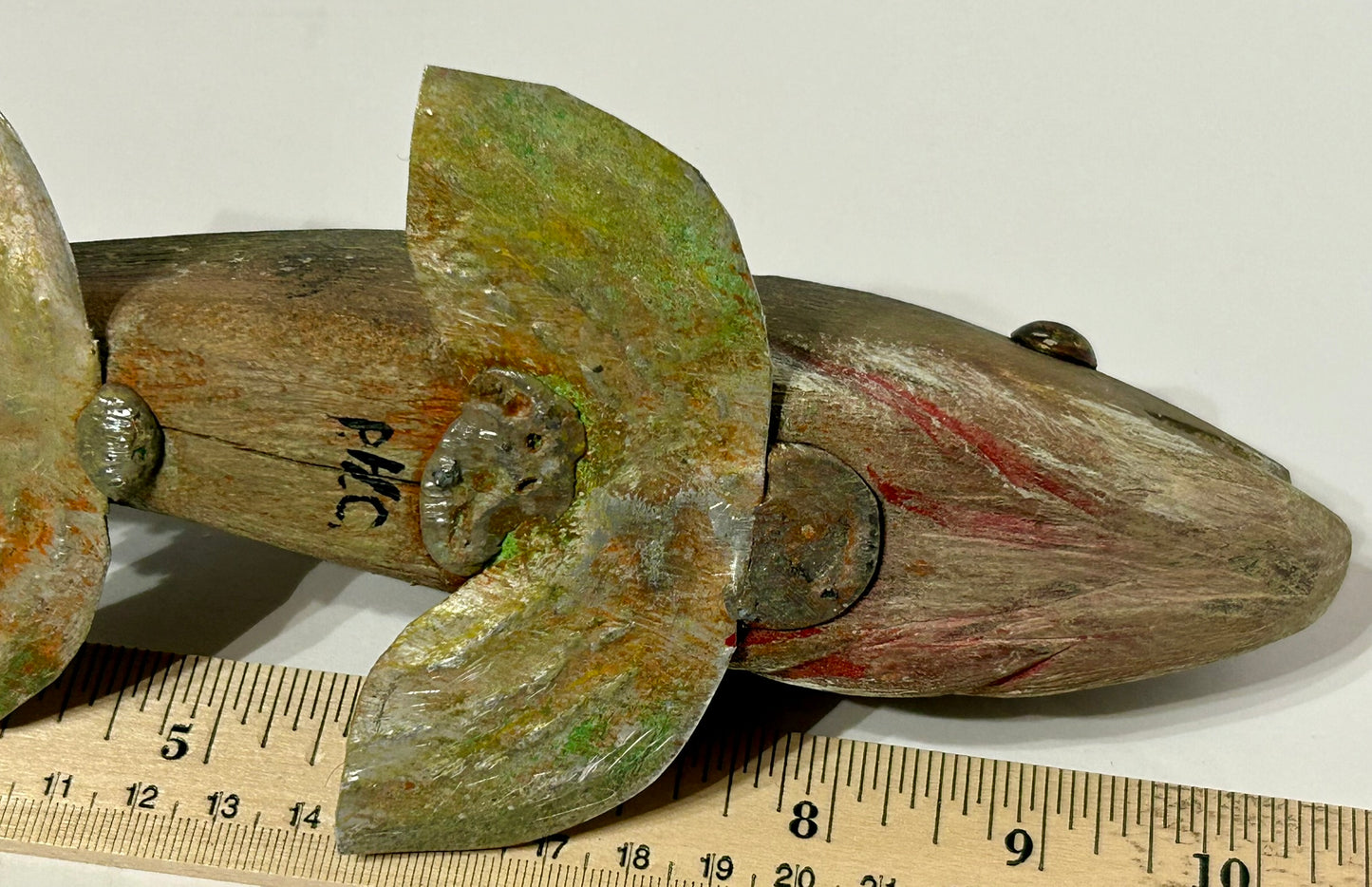 ICE SPEAR FISHING WOOD DECOY BY P. H. CHRISTIANSON