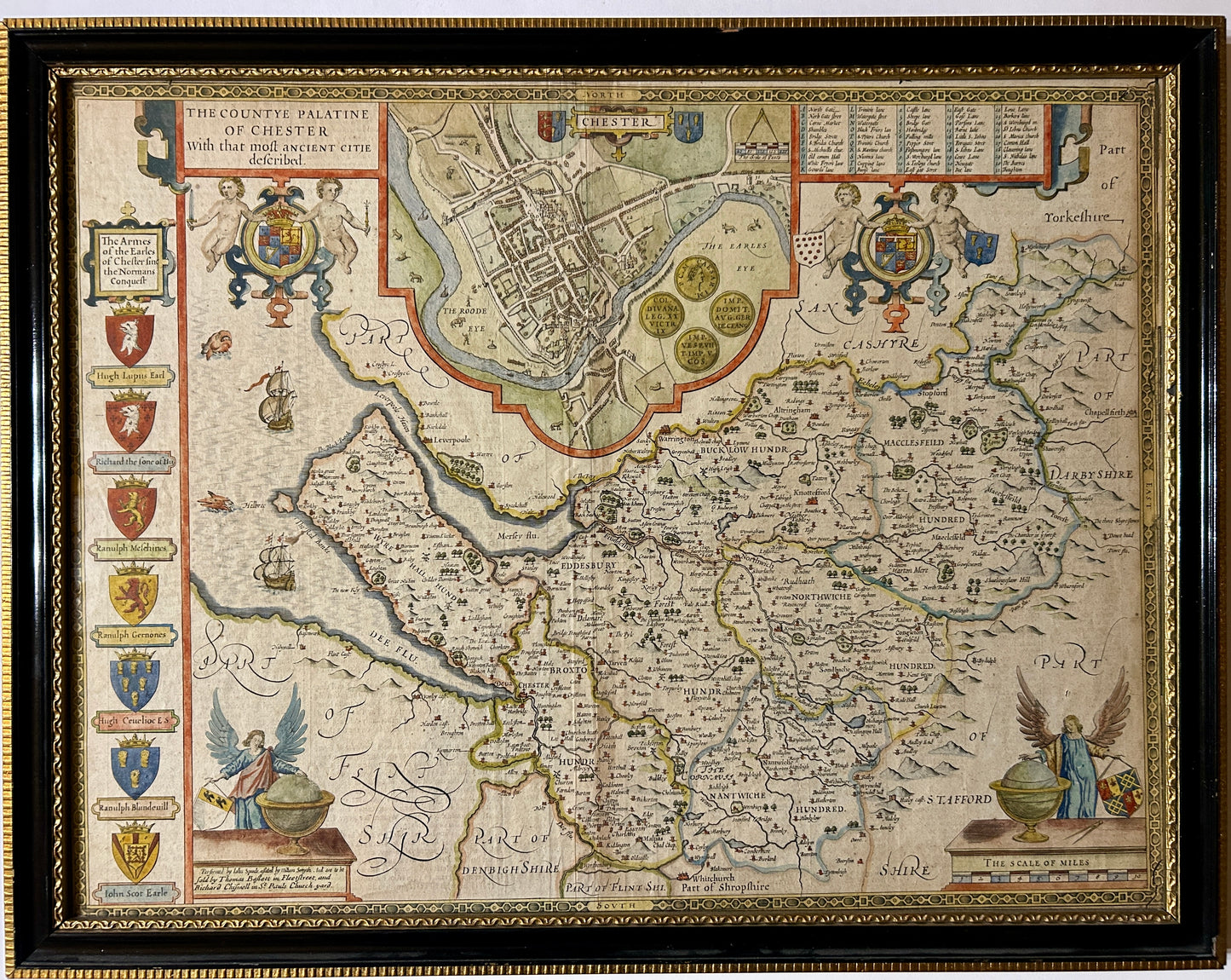 CHESTER MAP BY JOHN SPEEDE 1676 DOUBLE SIDED