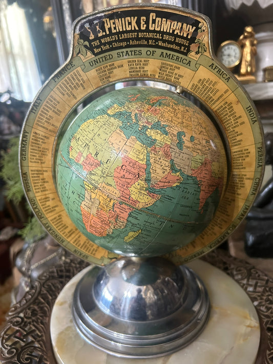ADVERTISING ANTIQUE PENICK & CO. WORLD GLOBE