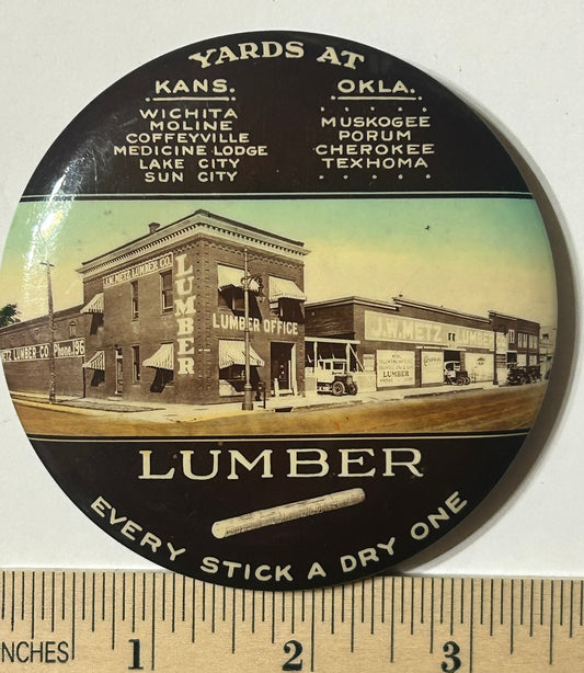 METZ LUMBER CO. OKLAHOMA & KANSAS LARGE ADVERTISING MIRROR