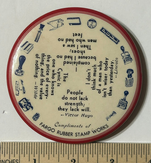 FARGO RUBBER STAMP WORKS LARGE ADVERTISING MIRROR