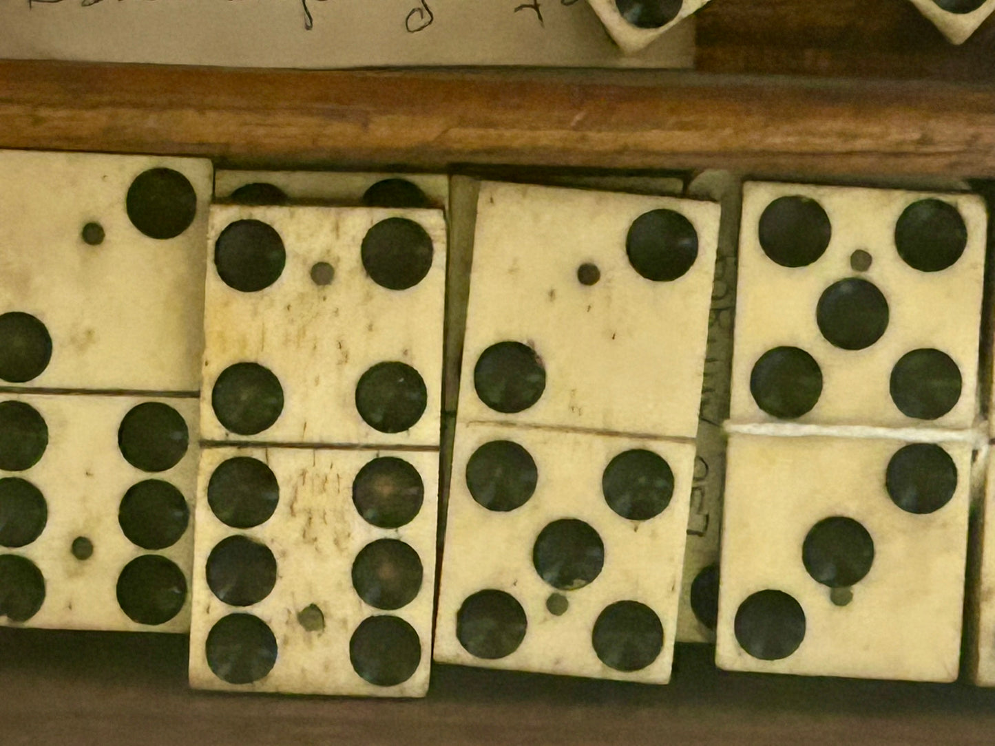 ANTIQUE DOMINOS SET OF WALRUS IVORY IN ORIGINAL HANDMADE BOX