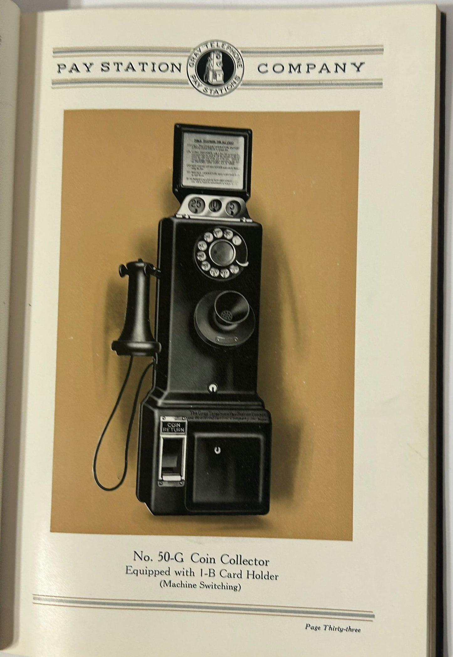 GREY TELEPHONE PAY STATIONS 1925 CATALOG