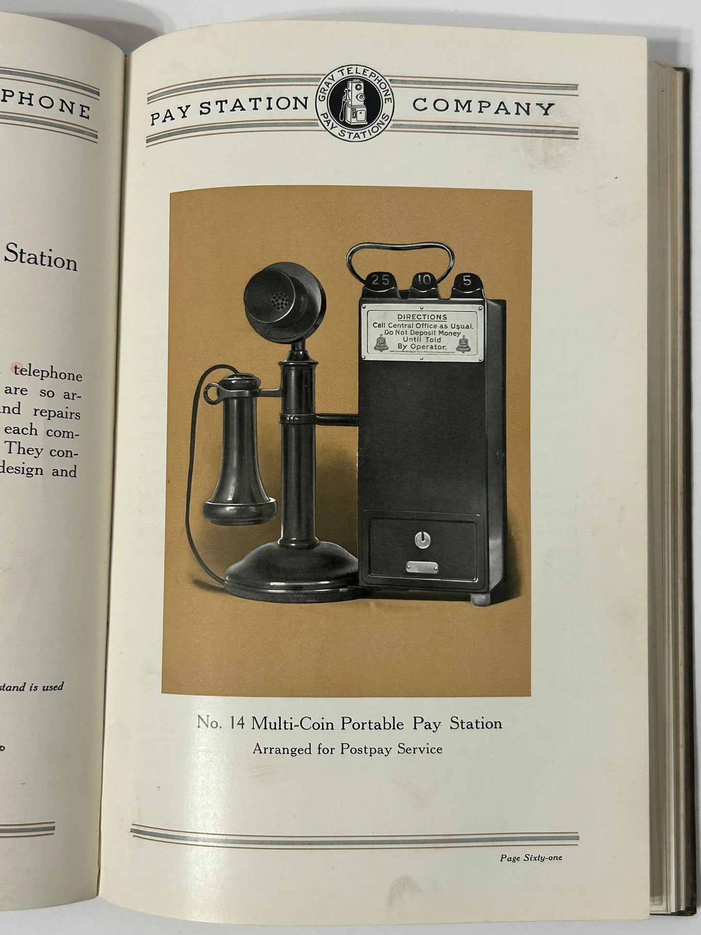GREY TELEPHONE PAY STATIONS 1925 CATALOG