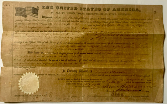 WAR OF 1812 VETERAN LAND DEED