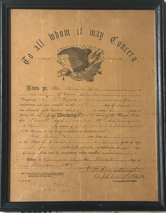 CIVIL WAR DISCHARGE SPRINGFIELD ILLINOIS