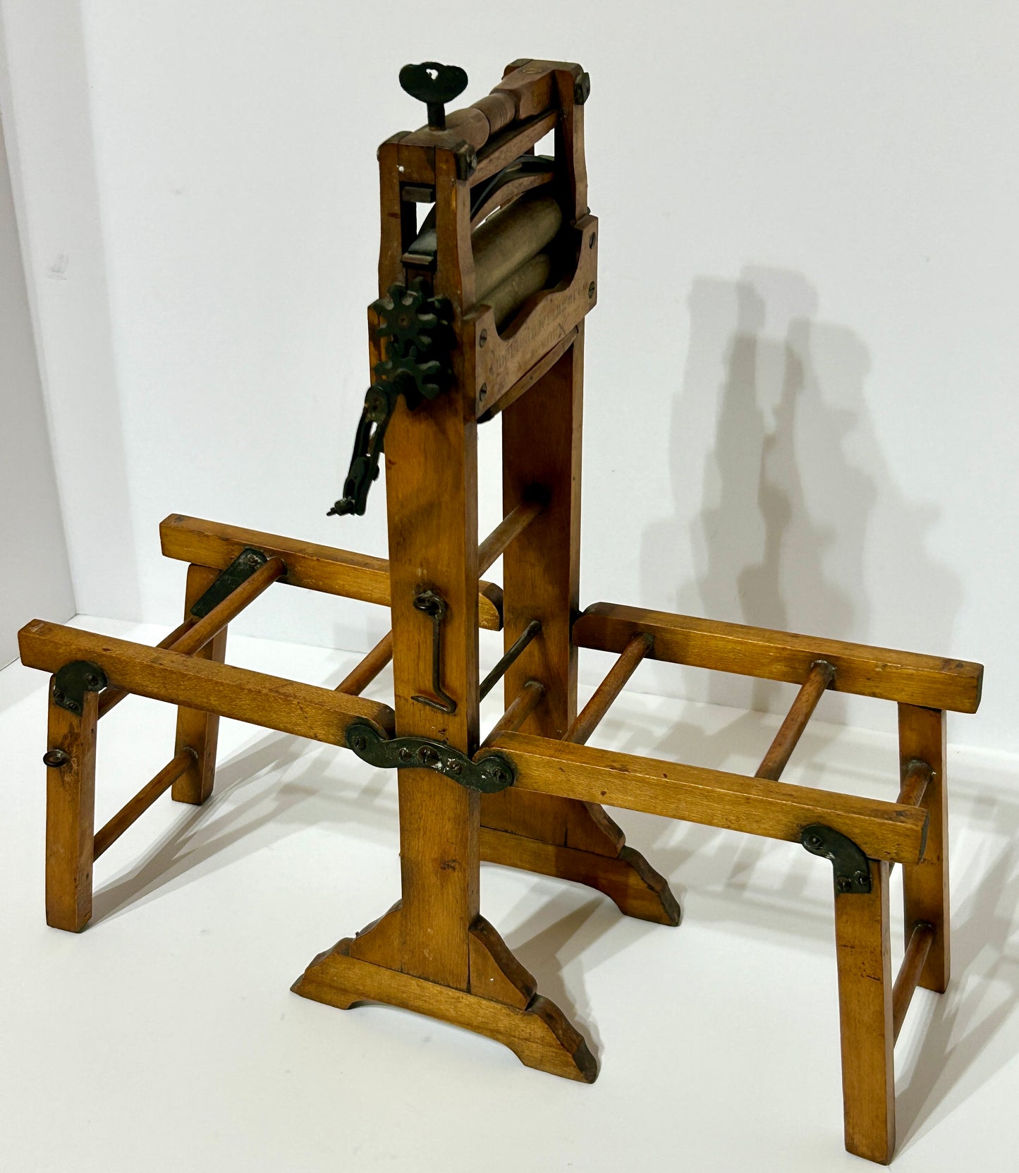 ANTIQUE SALESMAN SAMPLE CLOTHES WRINGER AND STAND