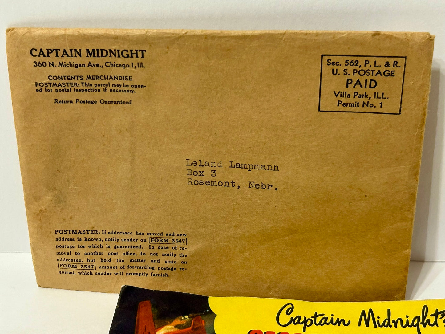 CAPTAIN MIDNIGHT 1948 MICRO-MAGIC DECODER, MANUAL, & ENVELOPE
