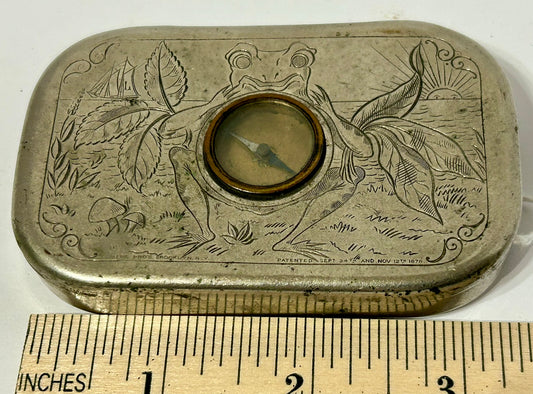 LORILLARD & C0. 1878 ROSE LEAF CHEWING TOBACCO BOX WITH COMPASS
