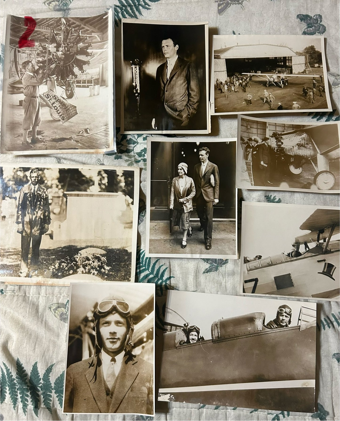 Antique photographs of early airplane aviation