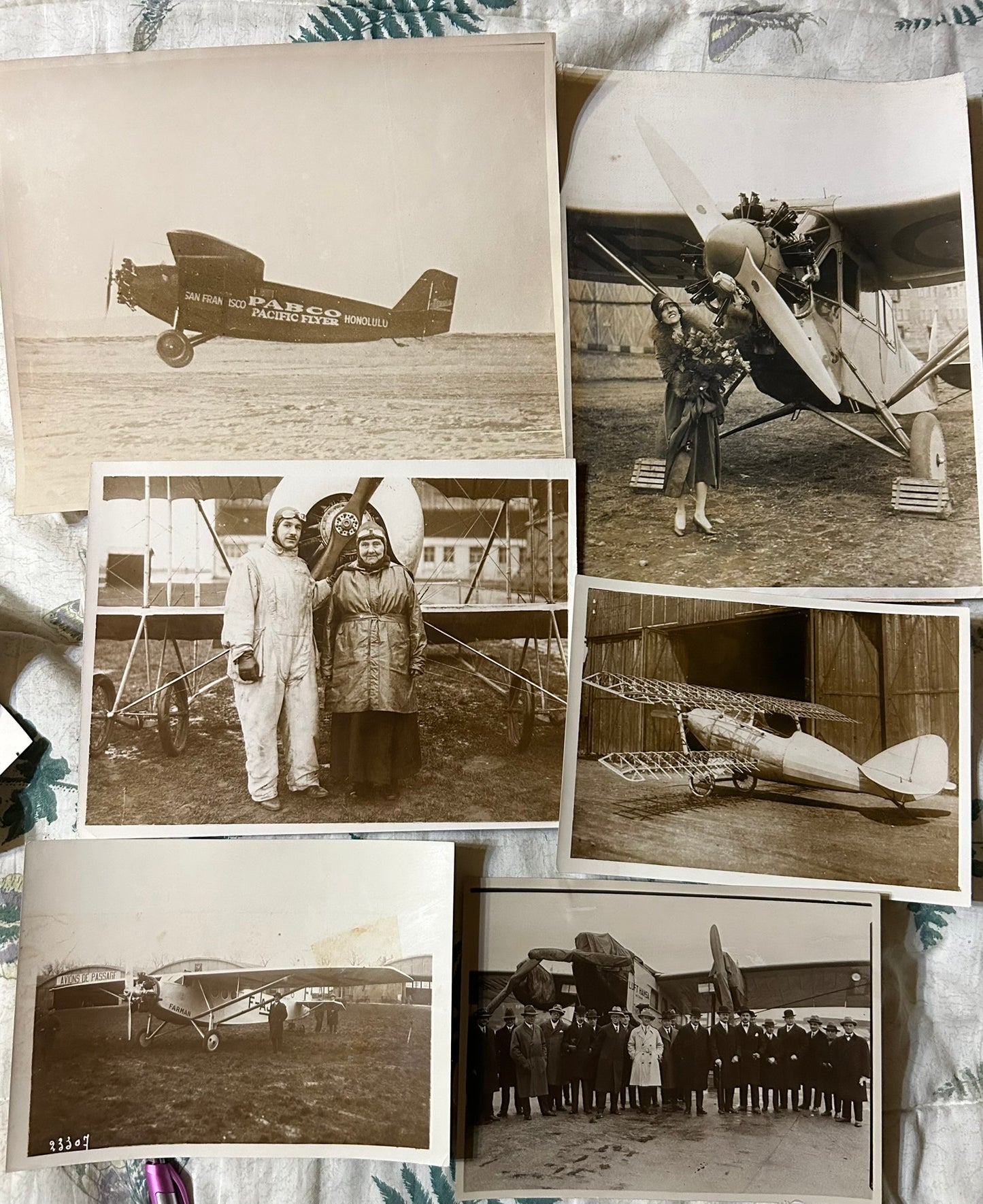 Antique photographs of early airplane aviation