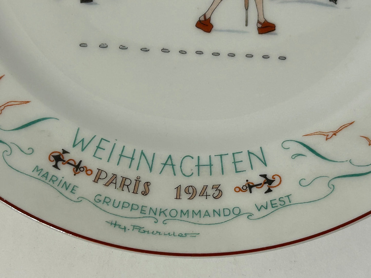 WWII GERMAN TROOPS OCCUPYING PARIS 1943 PLATE