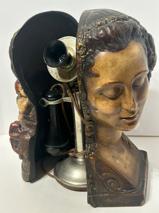 CANDLESTICK TELEPHONE EUPHONIA HIDE-A-PHONE FIGURAL PHONE COVER 1917