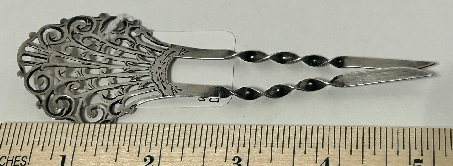 STERLING ANTIQUE FANCY HAIR COMB