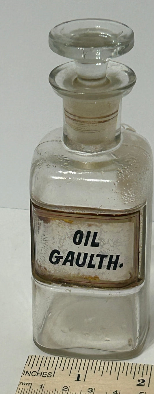 APOTHECARY ANTIQUE BOTTLE WITH "OIL GAULTH." UNDER GLASS