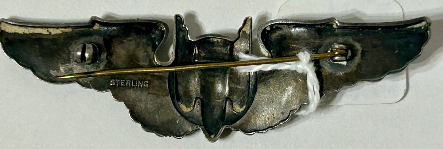 WWII AERIAL GUNNER STERLING SILVER WINGS