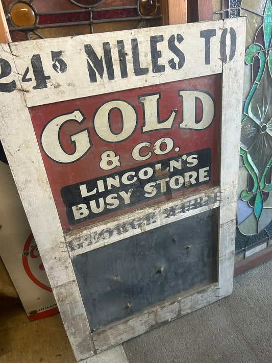 GOLDS OF LINCOLN NEBRASKA ANTIQUE WOOD ADVERTISING SIGN