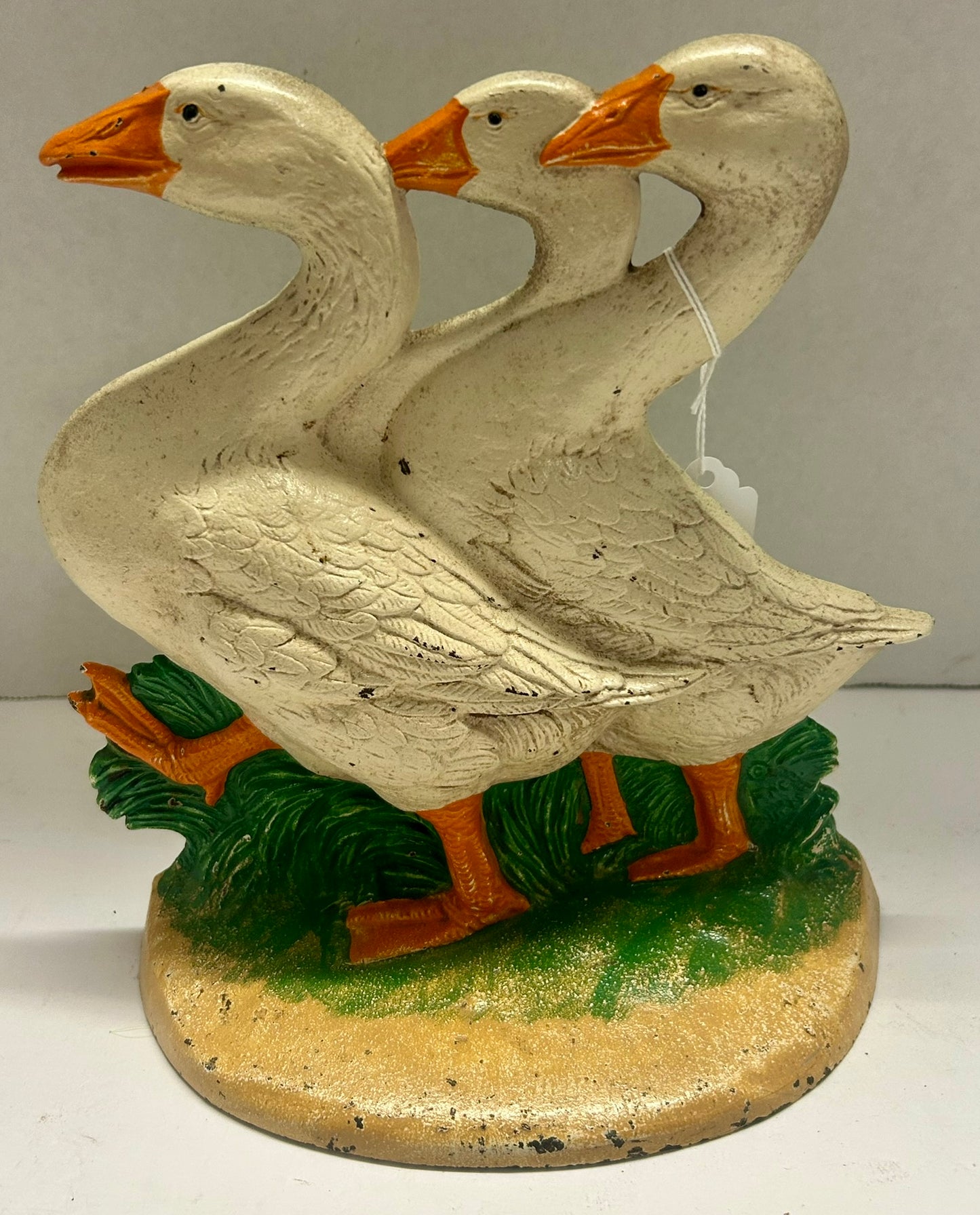 CAST IRON DOORSTOP OF THREE GEESE BY HUBLEY