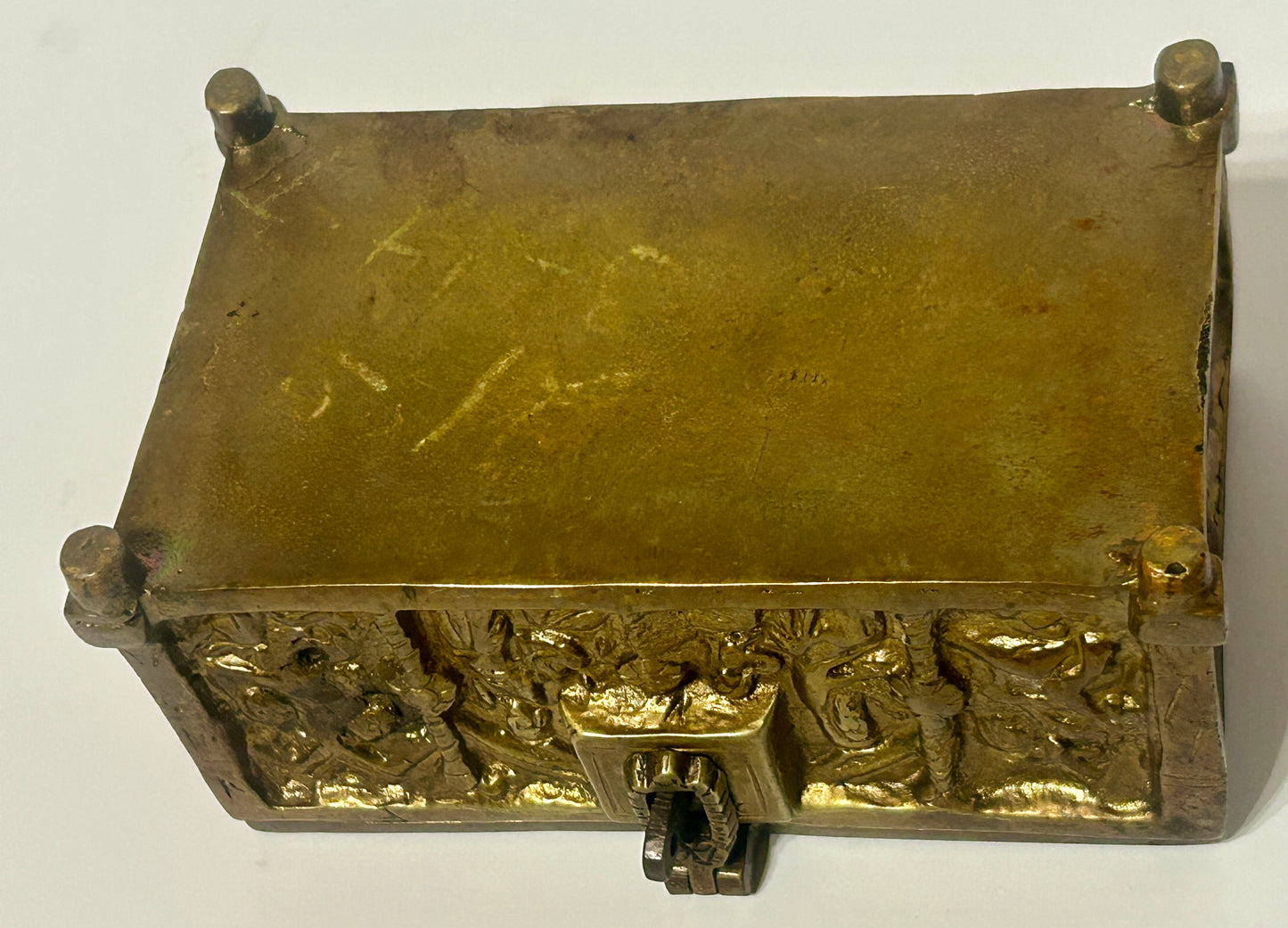 ANTIQUE BRONZE MEDIEVAL DESIGN JEWELRY CASKET