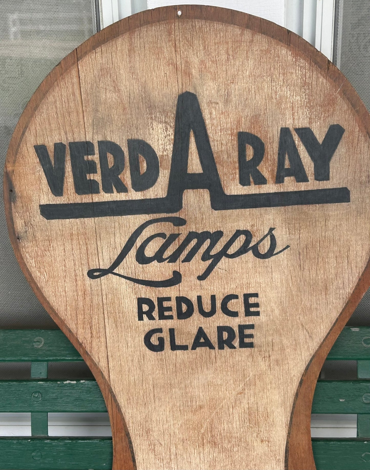 ANTIQUE LIGHT BULB ADVERTISING SIGN FOR VERD A RAY