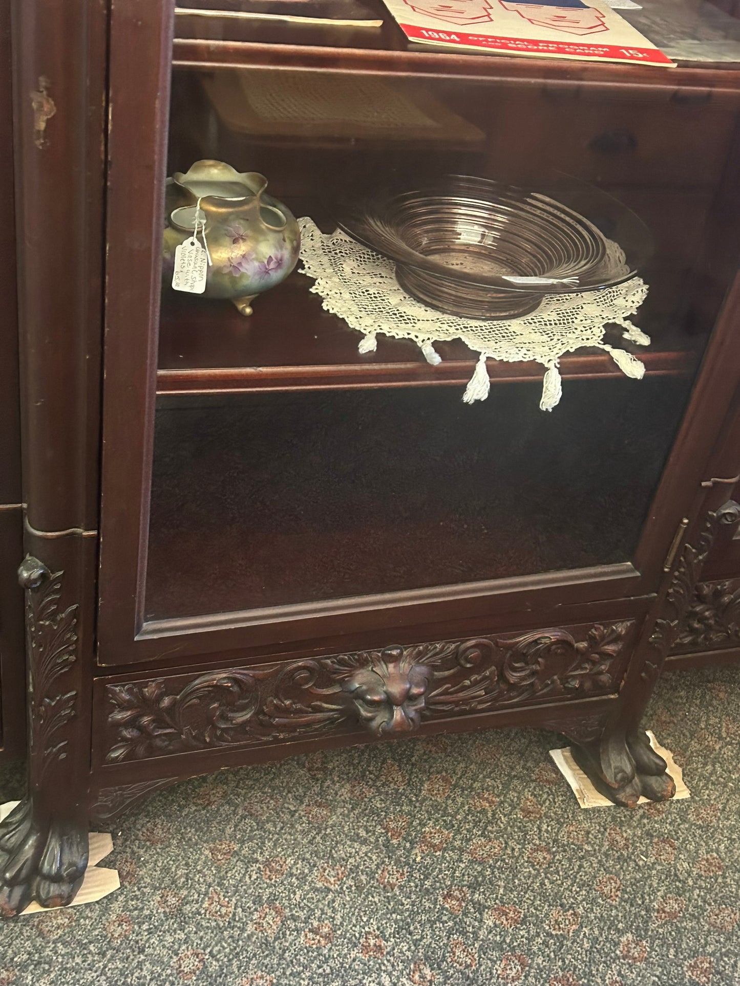 HORNER FANCY CARVED MAHOGANY BOOKCASE