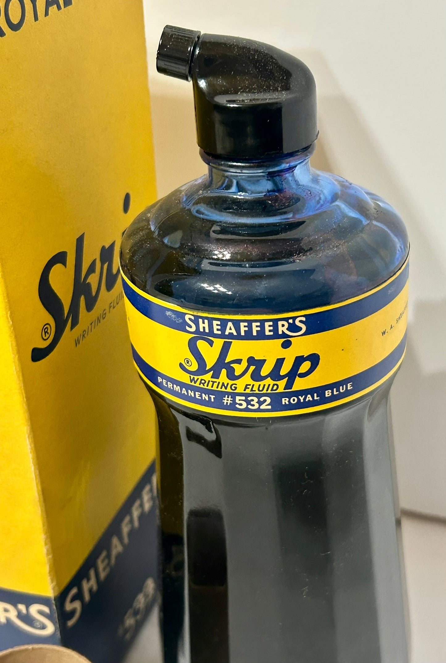 SKRIP BLUE PERMANENT 32 OZ. INK FULL BOTTLE IN ORIGINAL BOX