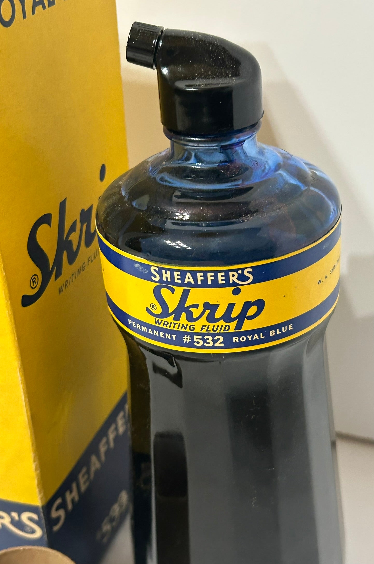 SKRIP BLUE PERMANENT 32 OZ. INK FULL BOTTLE IN ORIGINAL BOX