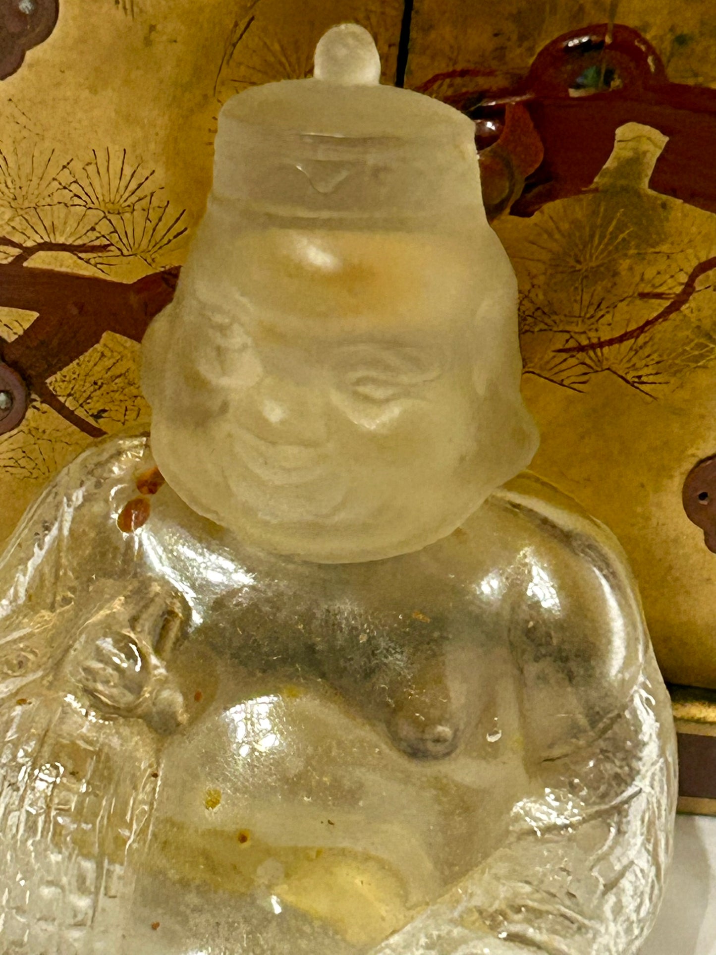 VANTINES BUDDAH FIGURAL GLASS PERFUME IN CASE