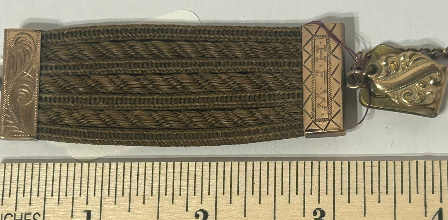 POCKET WATCH CHAIN WITH HUMAN HAIR WOVEN FOB