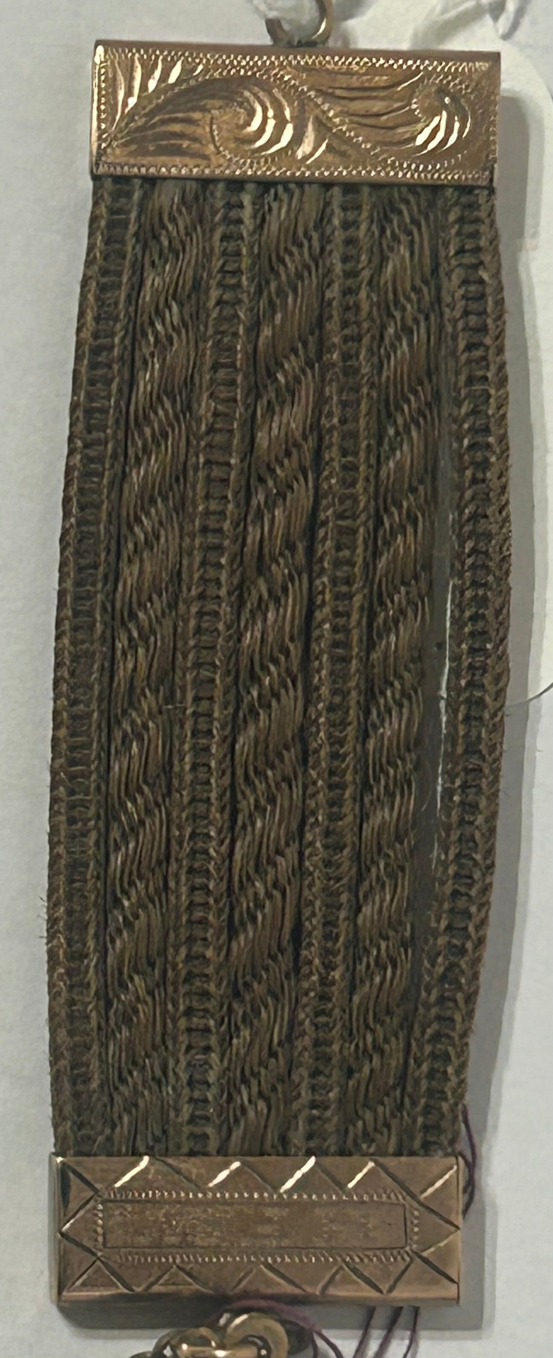 POCKET WATCH CHAIN WITH HUMAN HAIR WOVEN FOB