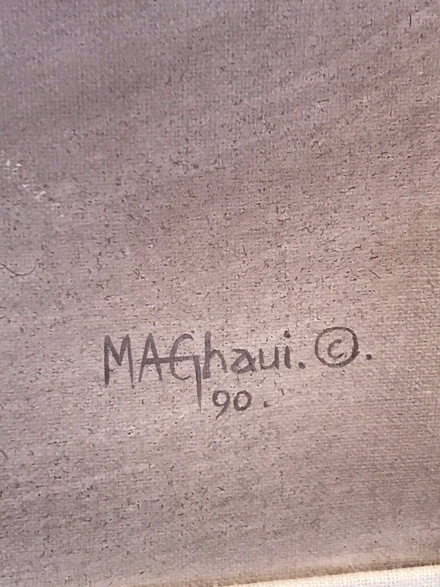 MICHAEL A. GHAUI BULL ELEPHANT LARGE PAINTING