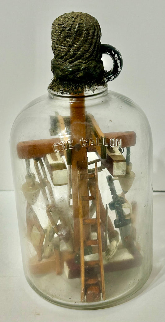 FOLK ART WHIMSEY JUG WITH INTERIOR CARVINGS