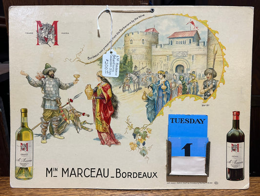 BORDEAUX FRENCH ADVERTISING CALENDAR SIGN