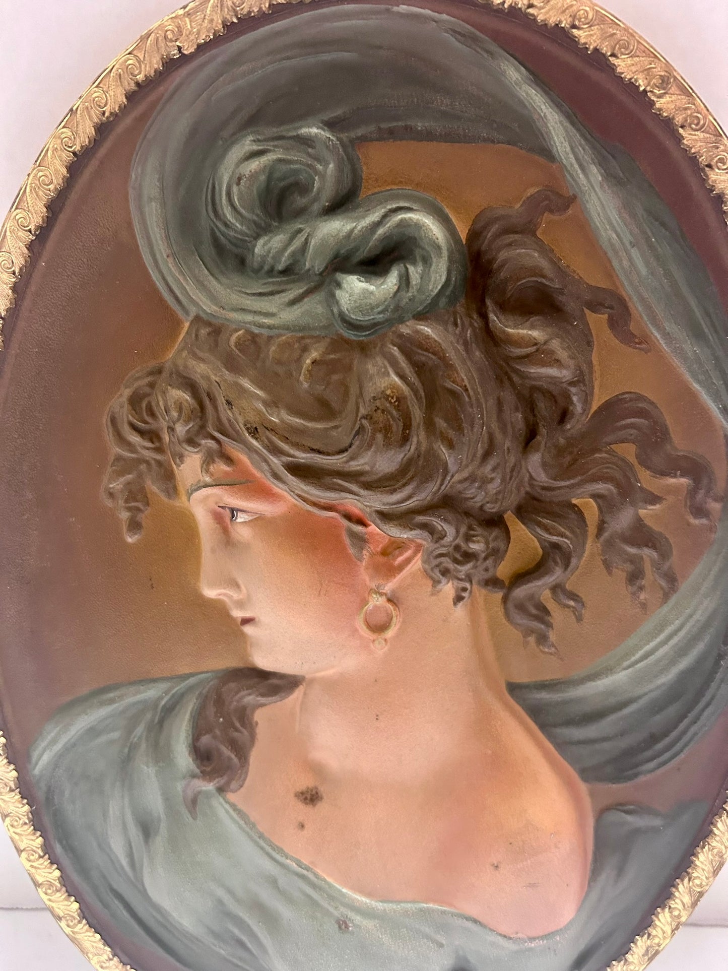 BRADLEY AND HUBBARD CAST IRON PLAQUE OF LADY