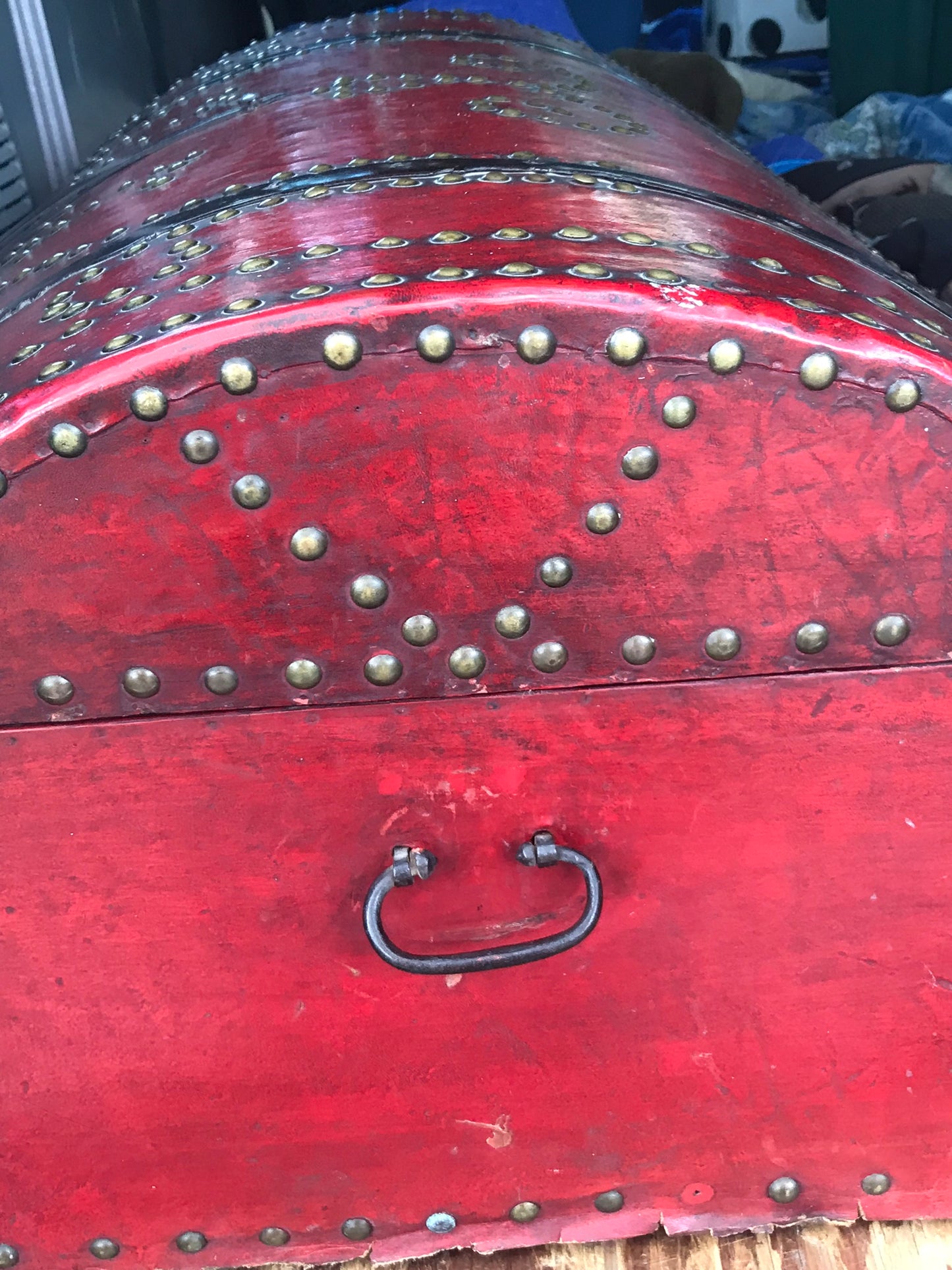 1700'S RED LEATHER TRUNK