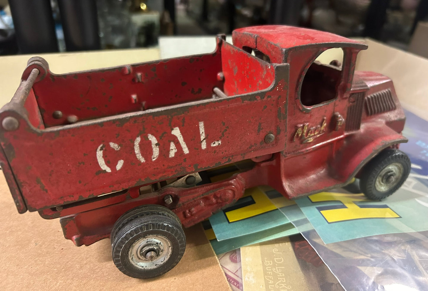 ANTIQUE TOY ARCADE MACK COAL DUMP TRUCK