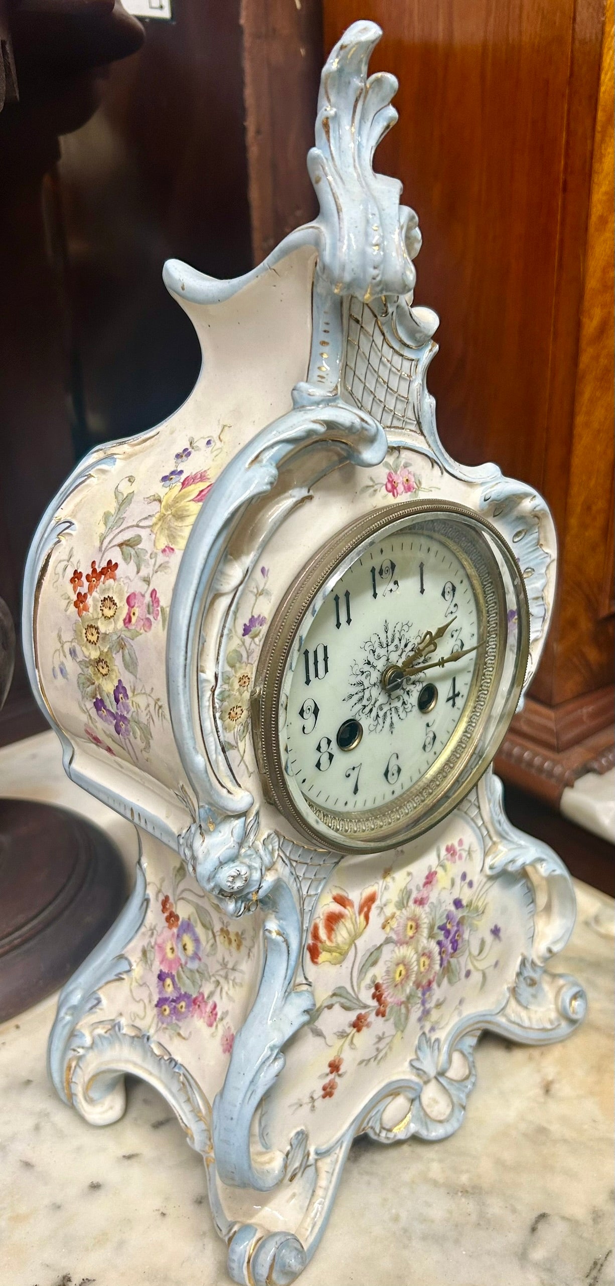 PORCELAIN ANSONIA ANTIQUE CLOCK
