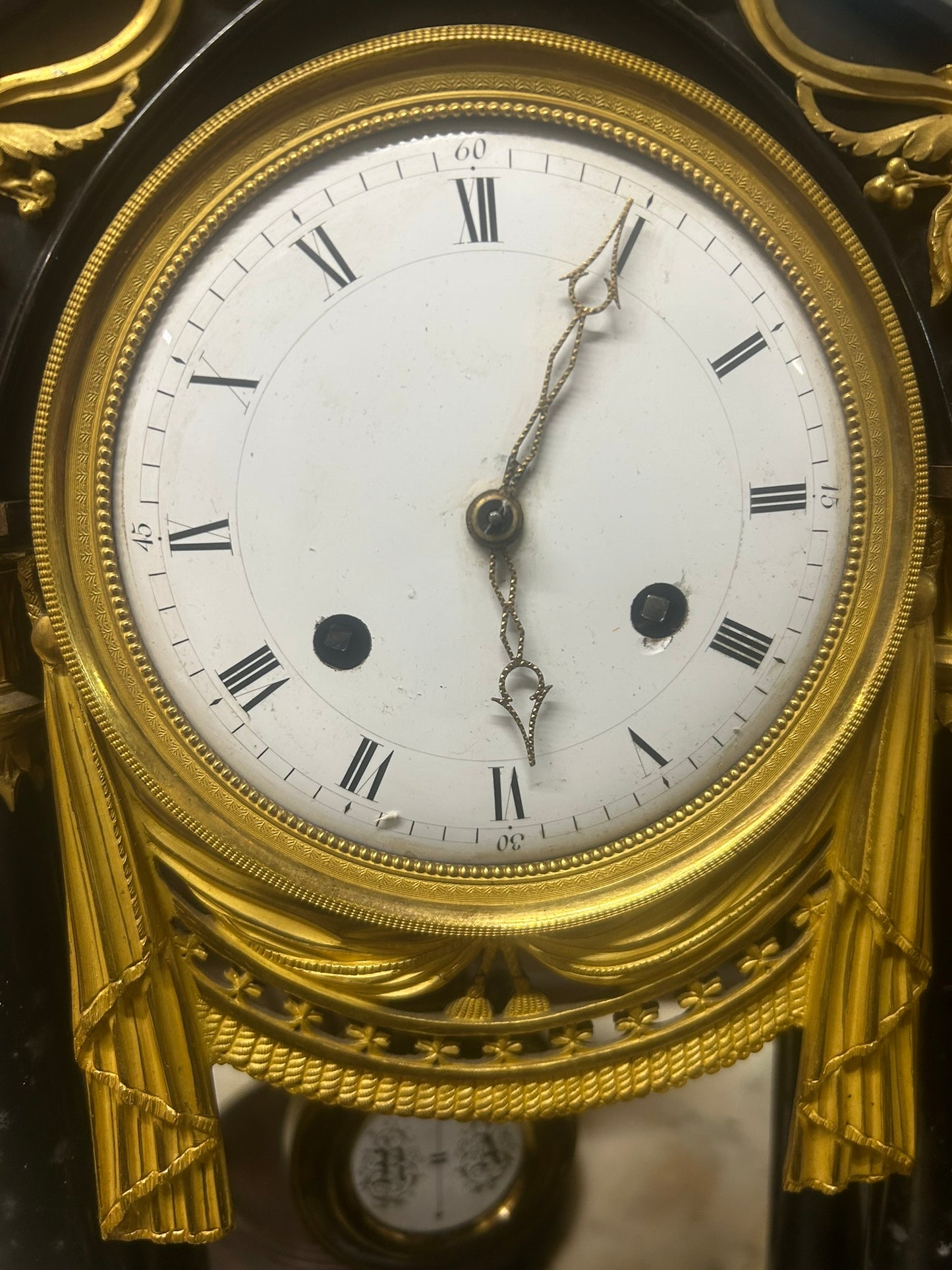 ANTIQUE SLATE 1800'S PORTICO CLOCK