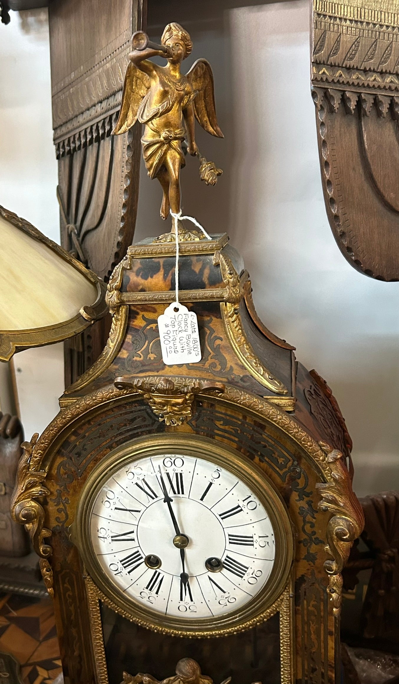 ANTIQUE BOULLE DECORATED LATE 1800'S CLOCK