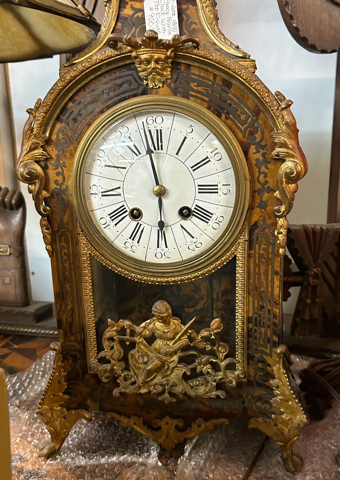 ANTIQUE BOULLE DECORATED LATE 1800'S CLOCK