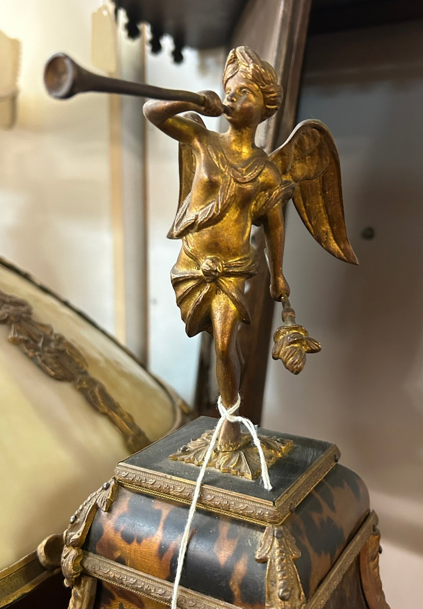 ANTIQUE BOULLE DECORATED LATE 1800'S CLOCK