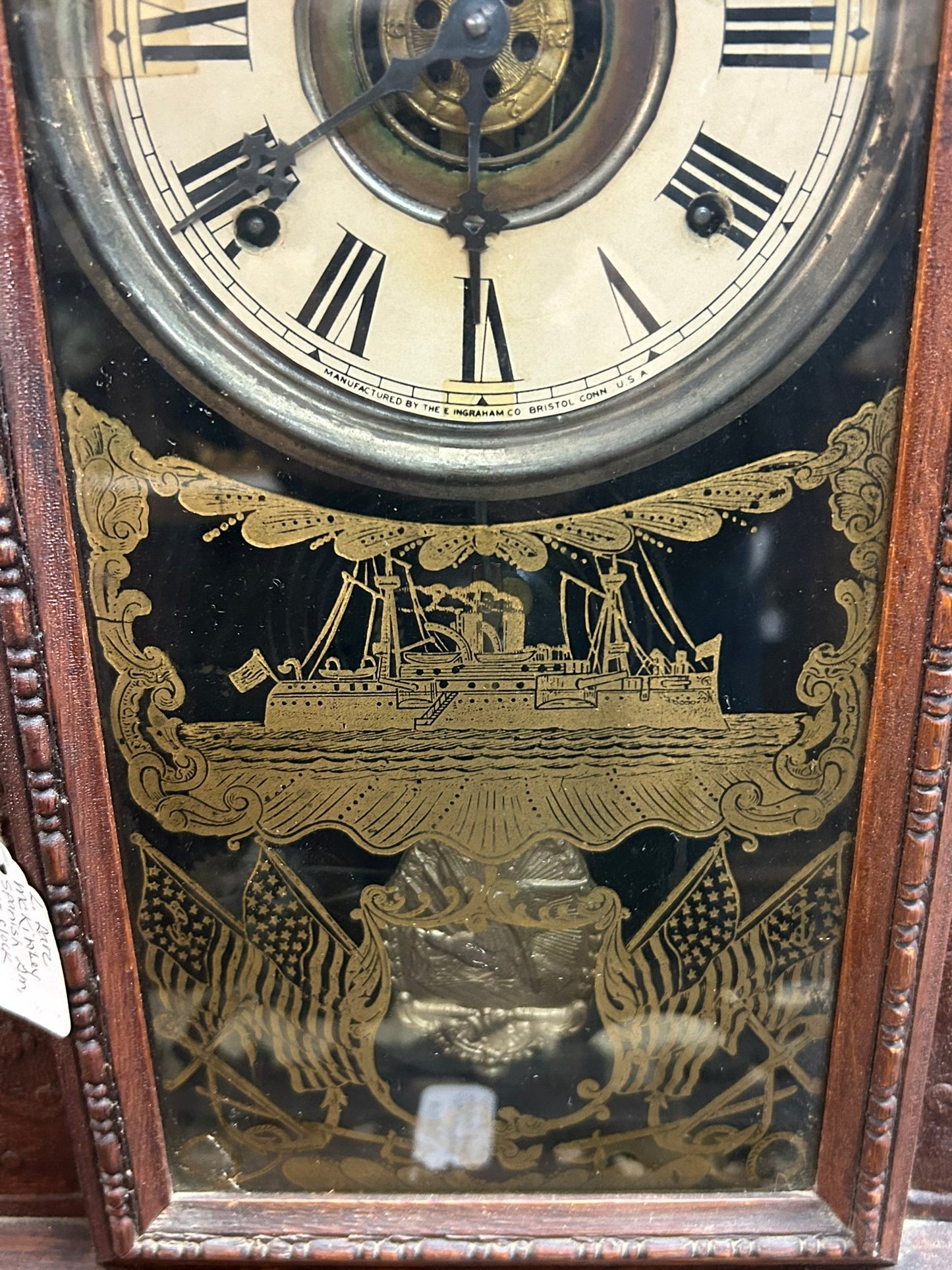ANTIQUE SPANISH AMERICAN WAR COMMEMORATIVE CLOCK